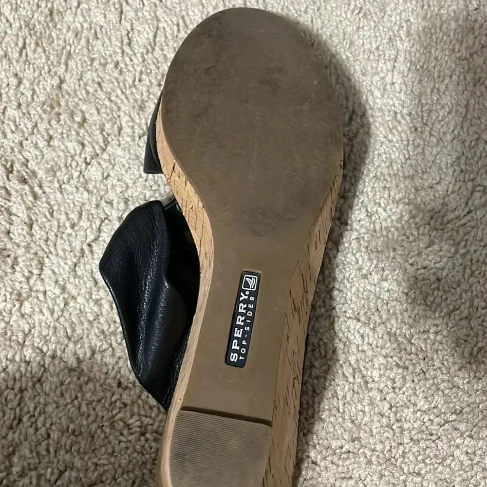 Sperry black wedge sandals size 9